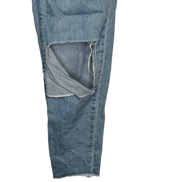Riot Misguided Jeans High-Rise Mom Ripped Knee Ankle Destroyed Denim Blue Medium - Picture 8 of 11
